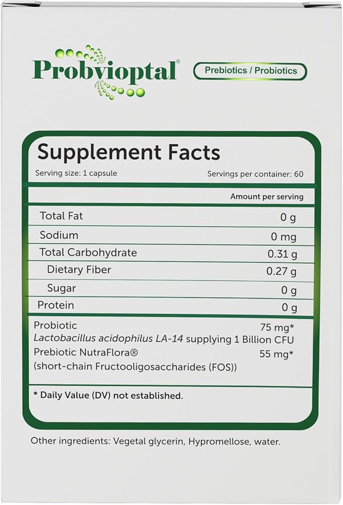 Probvioptal 60 Capsules (1 Year Supply) Probiotics &amp Prebiotics Duocap 1 Billion CFU Gluten Free