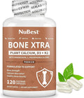 NuBest Bone Xtra - Plant Based Bone Strength Strontium Boost with Strontium Citrate Calcium Magnesium from Marine Algae Phosphorus Vitamin C K2 D3 | Maximum Calcium Absorption | 1 Month Supply