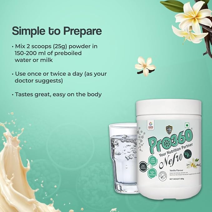 Powder Van.illa Flavour – 400g Low Protein Nutrition Supplement for Kidney Health (Non-Dialysis) – Vanilla Protein Powder Enriched with L-Taurine L-Carnitine &amp Essential Nutrients