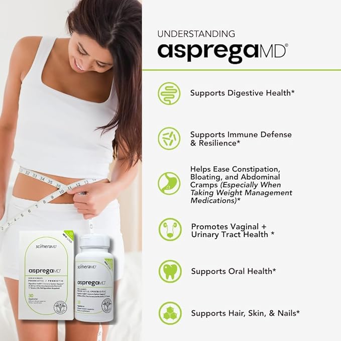 Asprega 30CT - Probiotic + Prebiotic Supplement | 17 Strains 35 Billion CFUs | Delayed Release | Saccharomyces Boulardii | for Men &amp Women | by ScimeraMD 2-Pack
