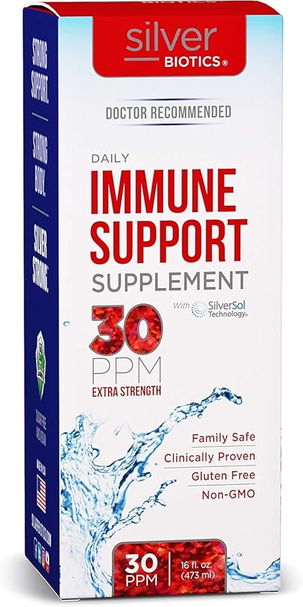 Silver Biotics 30 PPM Extra Strength Daily Immune Support Supplement with Patented Multivalent Silversol Technology | The Perfect Daily Defense Boost for Your Immune System | 16 Fl Oz