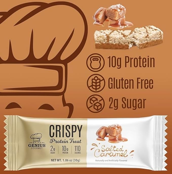 KETO protein Bar Crispy Treat Salted Caramel Keto Low Carb Low Sugar &amp Gluten Free Protein Snacks for Adults 10g Protein of Whey per Bar 5 Net Carbs On The Go Snack 10 CT