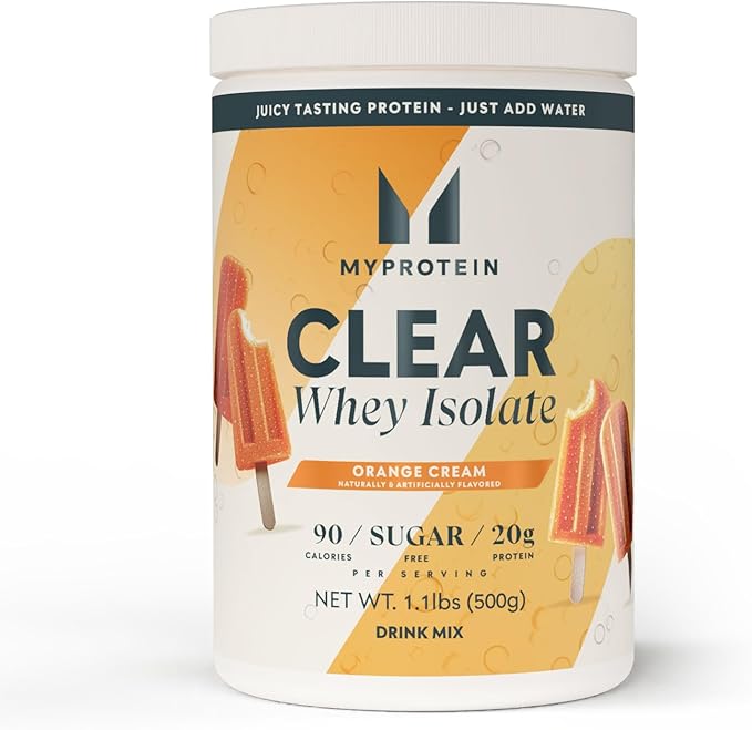 Myprotein Clear Whey Isolate Protein Powder 20 Servings (1.1lbs) Orange Cream 20g Protein per Serving Naturally Flavored Drink Mix Daily Protein Intake for Superior Performance