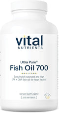 Vital Nutrients Ultra Pure Fish Oil 700 - Supports Heart Brain and Joint Health* - Sustainably Sourced High EPA &amp DHA Omega-3 Fatty Acid - Lemon Flavor - Gluten Dairy &amp Soy Free - 120 Softg