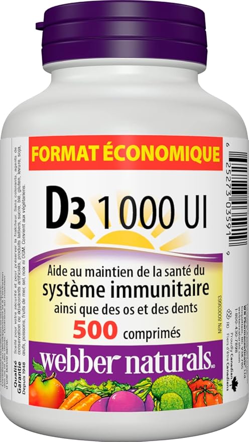 Webber Naturals Vitamin D3 1000 IU 500 Tablets