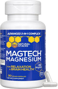 Magtein Magnesium L-Threonate Glycinate &amp Taurate – 200mg Chelated Magnesium Complex – MagTech Magnesium Supplement for Relaxation &amp Brain Health – 90 Capsules