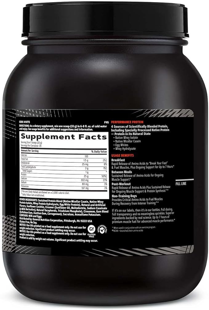 GNC AMP Sustained Protein Blend - Cinnamon Toast (28 Servings)