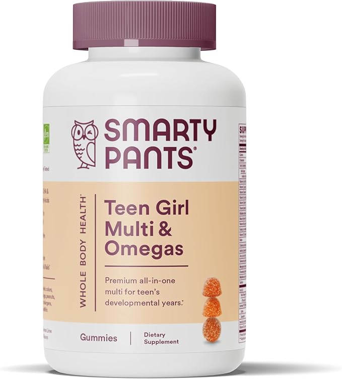 SmartyPants Kids Multivitamin Gummies Sugar Free: Omega 3 (ALA) &amp Teen Girl Multivitamin Gummies: Omega 3 Fish Oil (EPA/DHA)