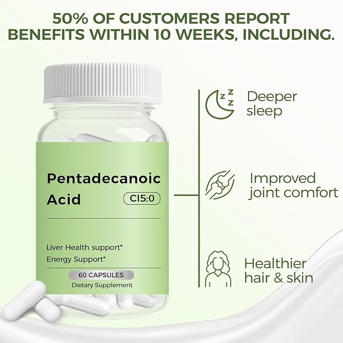 Pentadecanoic Acid C15:0 Supplement Supports Immune Health &amp Mitochondrial Health - 60 Capsules