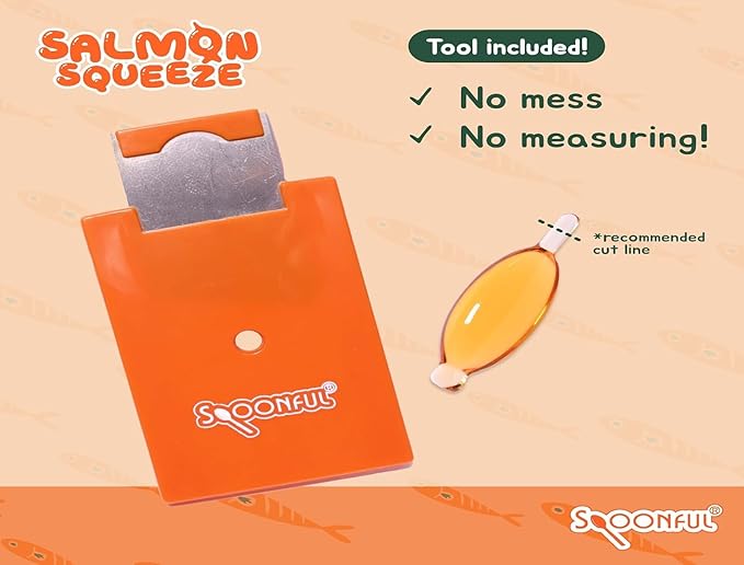 Spoonful Salmon Squeeze - 100% Natural Wild-Caught Alaskan Salmon Oil – 2000 mg Omega-3 Softgel 30 Squeezeable Softgels | DHA EPA &amp Natural Astaxanthin Non-GMO Sustainable Made in USA (30)