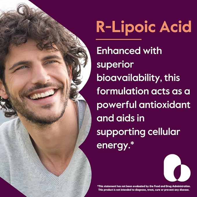 BESTVITE R-Lipoic Acid 100mg Stabilized with Bio-Enhanced® Na-RLA (120 Vegetarian Capsules) No Stearates - No Flow Agents - Vegan - Non-GMO - Gluten Free