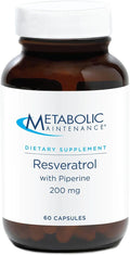 Metabolic Maintenance Resveratrol with Piperine - Trans Resveratrol Supplement Capsules for Antioxidant + Cardiovascular Support No Fillers 200mg Trans-Resveratrol Per Dose - 60 Capsules