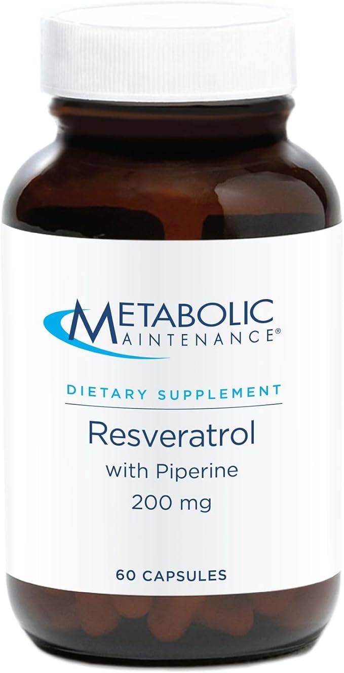 Metabolic Maintenance Resveratrol with Piperine - Trans Resveratrol Supplement Capsules for Antioxidant + Cardiovascular Support No Fillers 200mg Trans-Resveratrol Per Dose - 60 Capsules