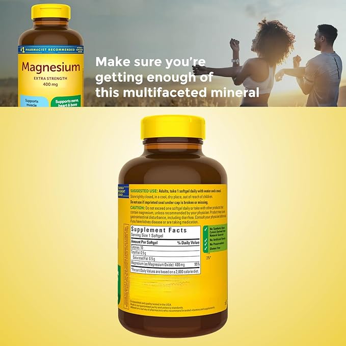 Extra Strength Magnesium 400 mg 180 Softgels (Pack of 1) (Pack of 1)