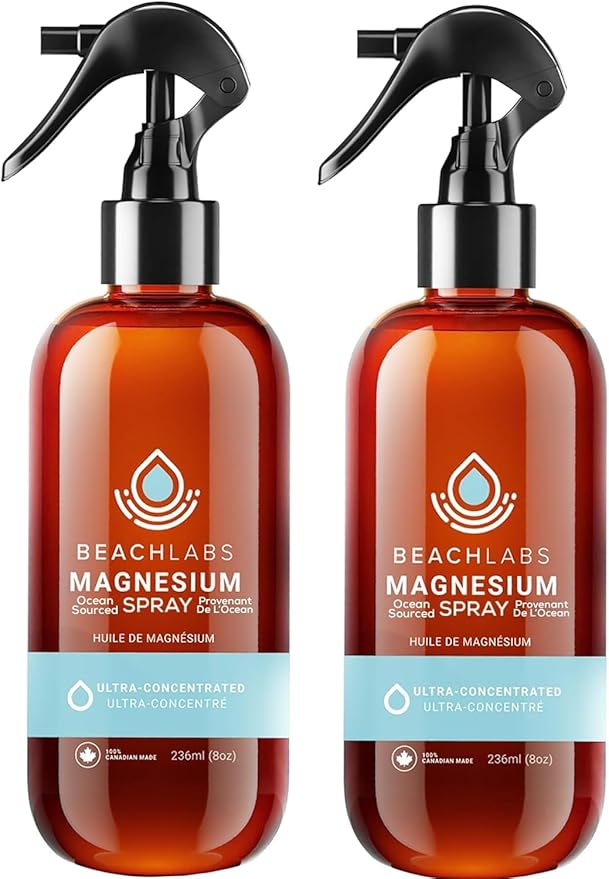 Magnesium Spray (2-Pack) - Ocean Sourced &amp 100% Canadian Made | Magnesium Spray for Feet and Body | Pure Concentrated Seawater with Synergistic Trace Minerals for Wellness | (8 oz)