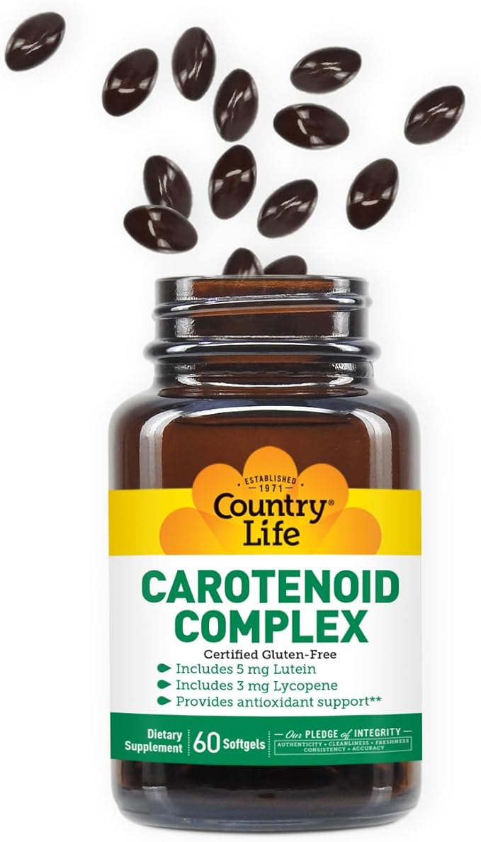 Country Life Carotenoid Complex with Lutein Lycopene and Astaxanthin 60 Softgels Antioxidant Support