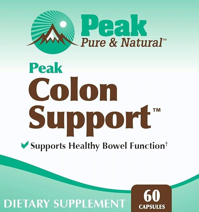 Peak Pure &amp Natural Colon Support - Colon Cleanse and Detox Supplement for Digestive Health - Gut Health Support with Inulin and Senna Leaf Extracts - with Fiber Prebiotics and Probiotics - 2 Pa