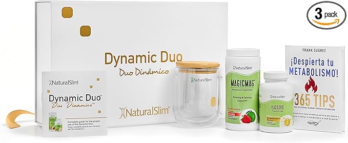 NaturalSlim Dynamic Duo Gift Set – Magnesium Powder Potassium Capsules Despierta tu Book Double Glass Mug &amp Premium Gift Box | Educational Wellness Bundle Inspired by Frank Suárez