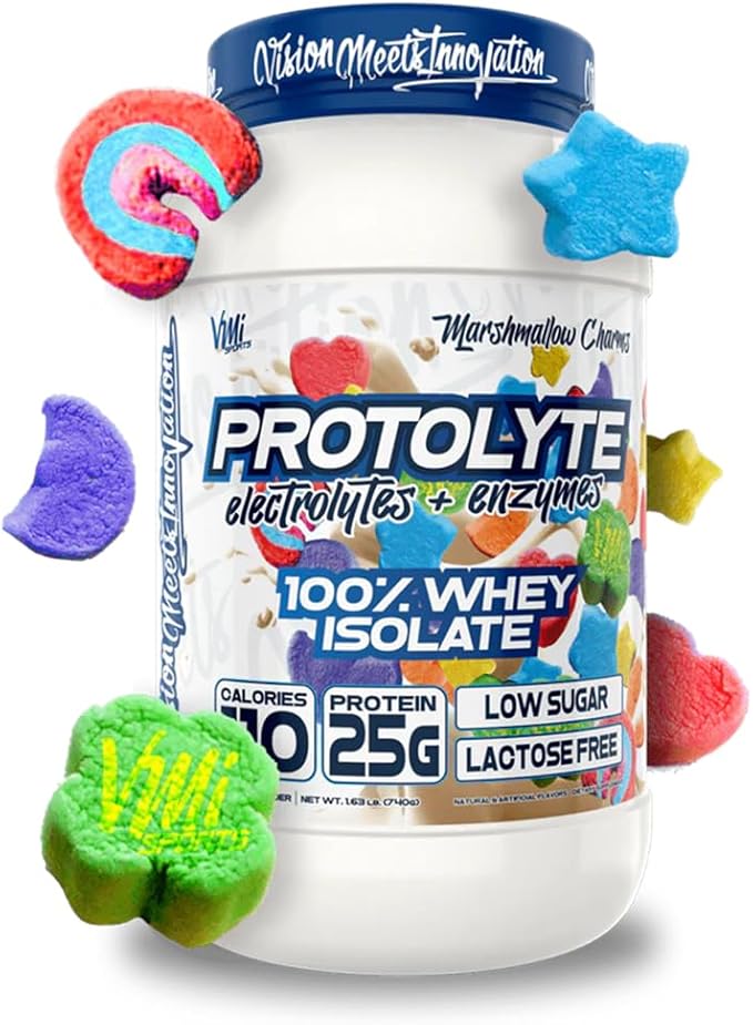 VMI Sports | ProtoLyte Whey Isolate Protein Powder | Low Calorie Whey for Weight Loss and Muscle Gain | Digestive Enzymes | Non-GMO (1.6 lb Marshmallow Charms)