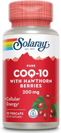 SOLARAY Pure CoQ-10 200 mg | Healthy Heart Function &amp Cellular Energy Support | Enhanced with Herb Blend | 30 VegCaps