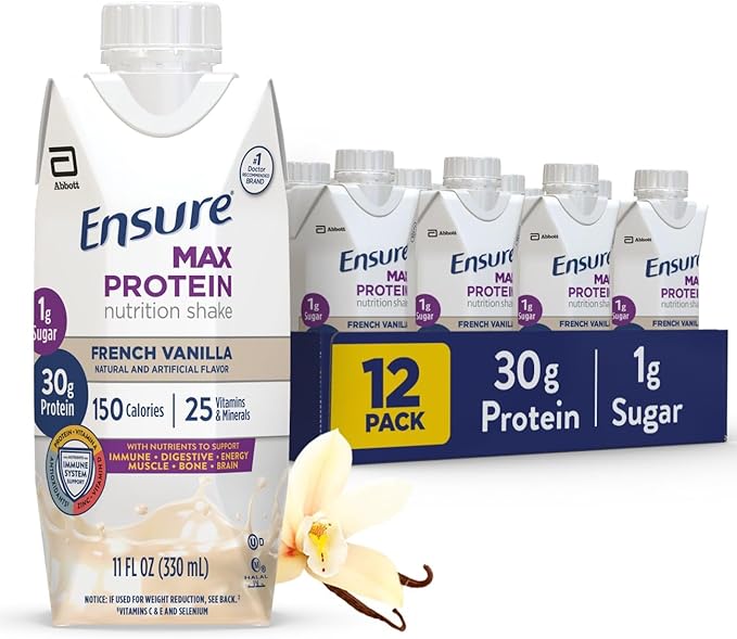 Ensure Max Protein Nutrition Shake with 30g Protein &amp Pure Protein Vanilla Shake with 30g Protein 12 Packs