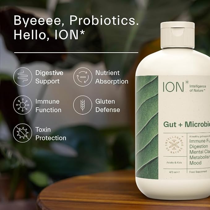 ION* Intelligence of Nature Gut Support Liquid Supplement - Gut &amp Digestive Health Liquid Drops Cleanse &amp Detox with Humic Extract for Women &amp Men Adults &amp Kids 4+ - 8 fl oz (Pack of