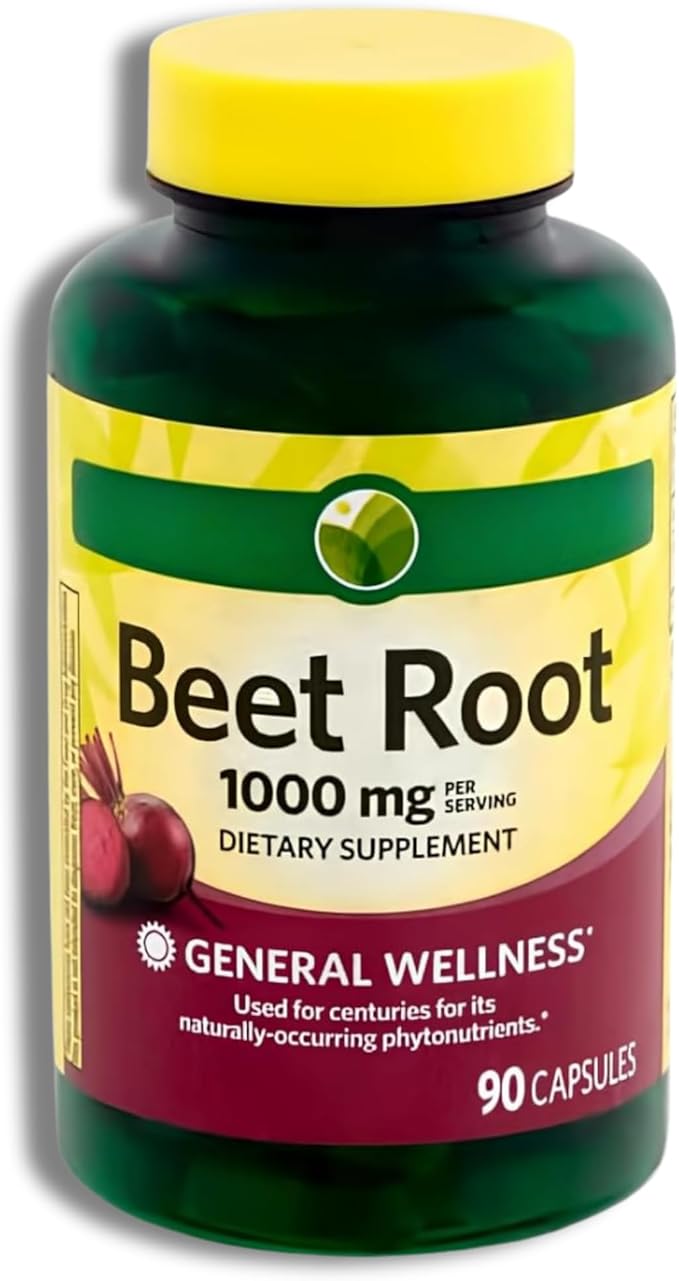 KP+ Spring Valley Beet Root 1000 mg | Natural Energy &amp Circulation Support | Dietary Supplement | 90 Capsules | General Wellness | (1)