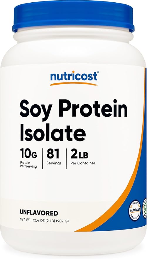 Nutricost Soy Protein Isolate Powder 2 LB Unflavored - 10 Grams of Protein Per Serving Vegan GMO-Free &amp Gluten Free