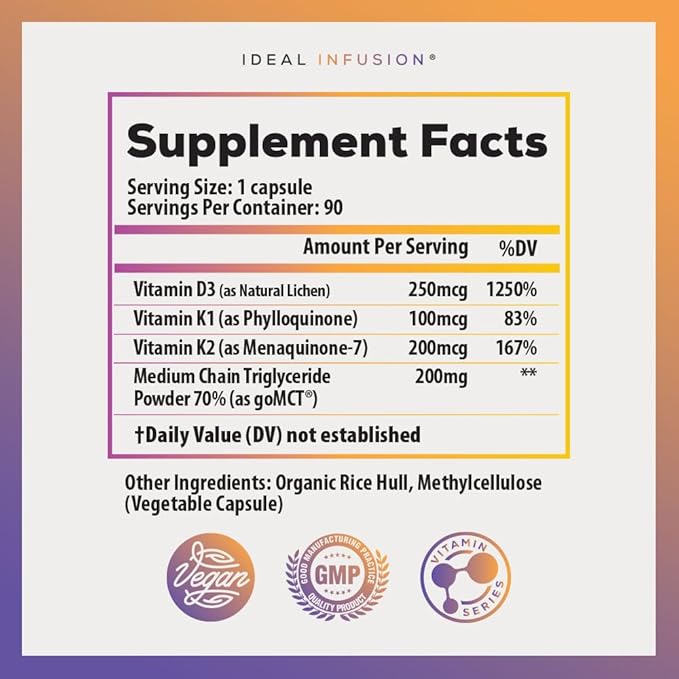 Vegan Vitamin D3 10000iu with K1 K2: Natural Plant Based D3 - Burp-Free Patented Coconut MCT Powder for Improved Absorption - Immune Support &amp Bone Structure (90 Servings) Wildcrafted D3 Lichen
