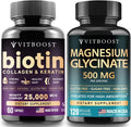 VITBOOST Biotin Collagen Keratin with Magnesium – Hair Skin Nails &amp Muscle Support Supplement Set