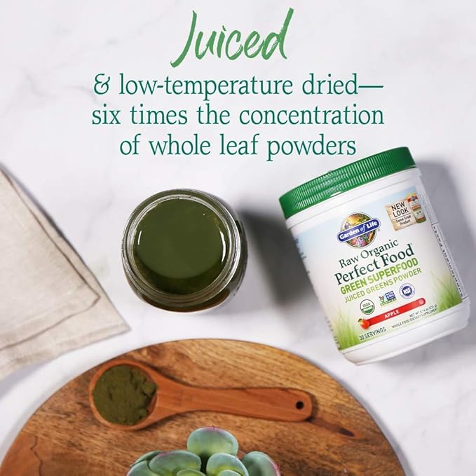 Garden of Life Raw Organic Perfect Food Green Superfood Juiced Greens Powder - Apple Flavor &amp Organic Vegan Vanilla Protein Powder 22g Complete Plant Based Raw Protein