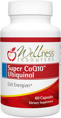 Wellness Resources Super CoQ10 Ubiquinol - CoQH-CF® Patented Stable and Crystal-Free Soy-Free (100mg 60 Capsules)