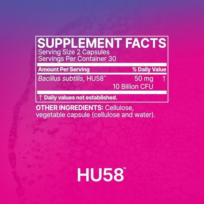 Microbiome Labs HU58 Bacillus Subtilis Probiotics for Women and Men - High Potency Spore Probiotic for Digestive Health &amp Immune Support - Daily Capsules with 10 Billion CFU (60 Capsules) (Pack of