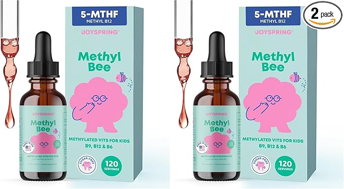JoySpring Methylfolate for Kids | 5-MTHF Plus Methyl B12 with B6 (P5P) - MethylBee - MTHFR Supplement Kids B12 Vitamin | Folinic Acid Alternative | Berry Lemonade Drops | 30 Servings (Pack of 2)