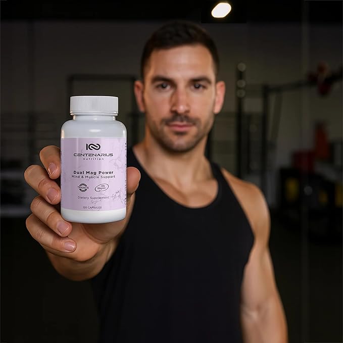 Centenarius Nutrition Dual Mag Power – Advanced Magnesium Complex with Magtein &amp TRAACS for Focus Sleep Muscle Recovery &amp Energy Balance