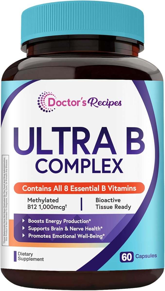 Doctor's Recipes Probiotics for Women + Ultra Vitamin B Complex Bundle 140 Billion CFU Probiotics with Organic Prebiotics 10 Strains Plus All 8 Essential B Vitamins with B12 Methylcobalamin Daily