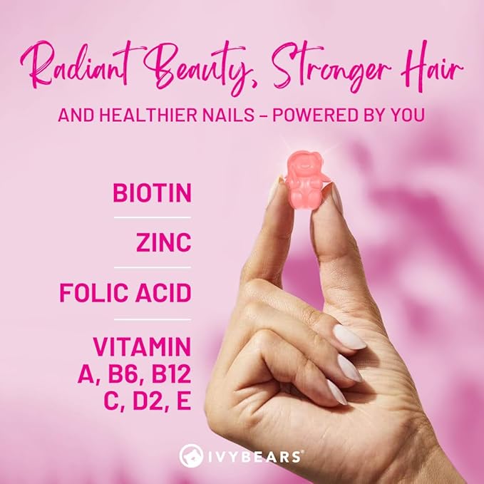 IvyBears® Couple’s Hair Vitamin Bundle – Women’s &amp Men’s Hair Growth Gummies – Biotin Collagen Zinc &amp Multivitamins – Stronger Hair Skin &amp Nails – Vegan – 60 Count Each – 1 Month Supply