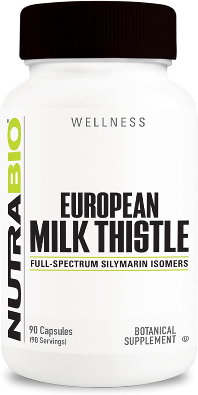 NutraBio European Milk Thistle Supplement 241mg - Supports Antioxidant Benefits and Wellness 90 Capsules 80% Silymarin Extract Herbal Supplement