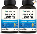 DAIKEN Mini Fish Oil 1200 mg rTG Omega 3 1000mg 60 Softgels High Absorption &amp Burpless Fish Oil for Healthy Heart Brain and Dry Eyes Support (Pack of 2)