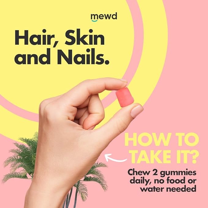 MEWD Teen and Kids Hair Skin+Nails Daily Multivitamin Gummy Strengthener Formula - Chewable Vitamin Supplements with BiotinZincVitamins A B &amp D3 for Girls &amp Boys 60 Made in USA