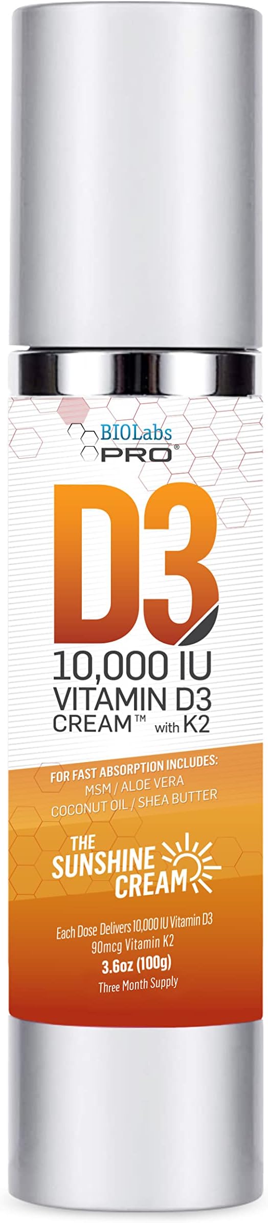 All Natural Vitamin D3 10000IU Vitamin D Cream Maximum Strength Fight Vitamin D Deficiency Naturally - with Vitamin K2 &amp Olive Leaf Extract - Three Month Supply - Safe &amp Effective (10000IU -