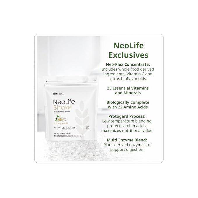 NeoLife - NeoLifeShake - Meal Replacement Shake Powder 25 Vitamins &amp Minerals 22 Amino Acids High Protein Nutrition &amp 5gr Fiber Protein Powder for Shakes - Rich Chocolate Weight 22.8 oz (