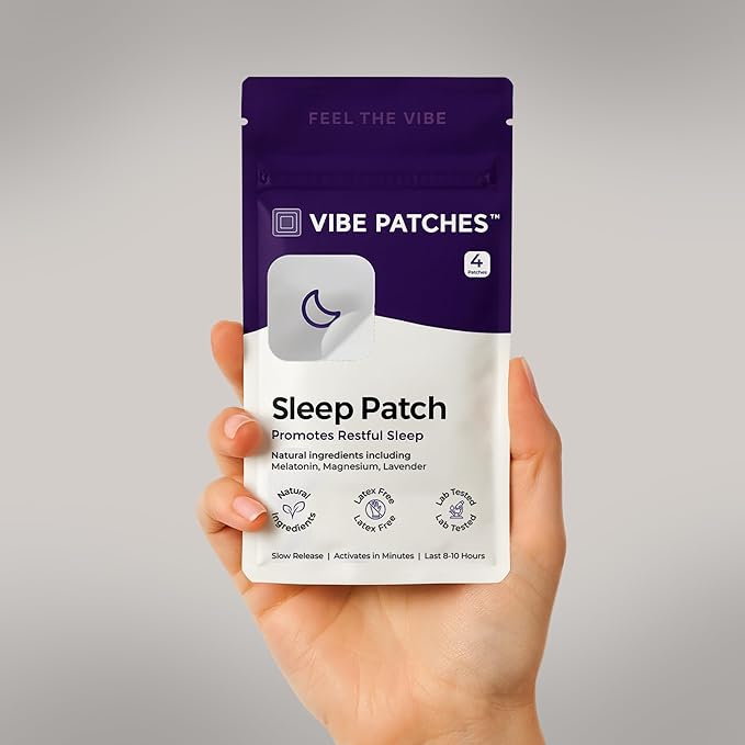 Sleep Patch | Wearable Wellness with Melatonin Magnesium and L-Theanine | Long Lasting Patch for 8-10 Hours | Vegan &amp Latex Free | 4 Patches Per Pack 3 Pack