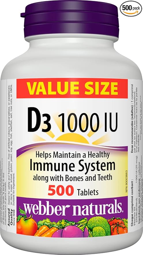 Webber Naturals Vitamin D3 1000 IU 500 Tablets