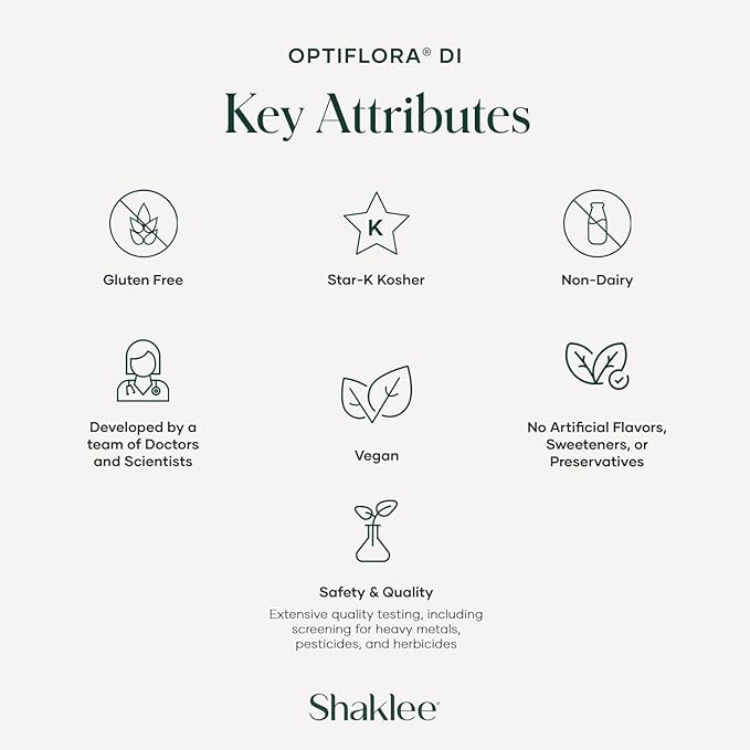 Shaklee - Optiflora® DI Probiotic -10 Billion CFUs - 4 Bacterial Strains - Bifidobacterium lactis HN019™ - Supports Intestinal Flora Balance &amp Regularity - Gluten Soy &amp Dairy Free - 30 Capsul
