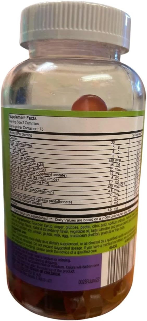 Adult &amp Children's Complete Multivitamin Gummies Natural Berry Cherry &amp Citrus Flavors 150 &amp 190 Count Gluten Free