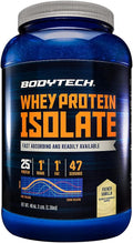 BodyTech Whey Protein Isolate Powder Vanilla Flavor 25g Protein per Serving High Concentrated Protein Powder with Amino Acids &amp BCAAs for Men and Women Gluten Free 3 lbs 47 Servings