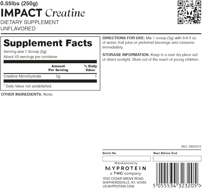 Myprotein Impact Whey Protein Powder Chocolate Smooth 5.5lb + Creatine Monohydrate Powder 0.5lb | High Protein Muscle Support Bundle | Recovery &amp Performance Stack