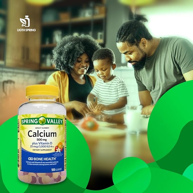 Calcium Plus Vitamin D Adult Gummies 500 mcg 1000 IU Assorted Flavors 100 Ct Bundle with Exclusive Vitamins &amp Minerals - A to Z - Better Ligth&ampSpring Guide (2 Items)
