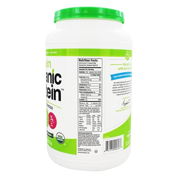 Orgain Organic Plant-Based Protein Powder + Superfoods Greens Powder Bundle (1.59lb + 0.62lb)